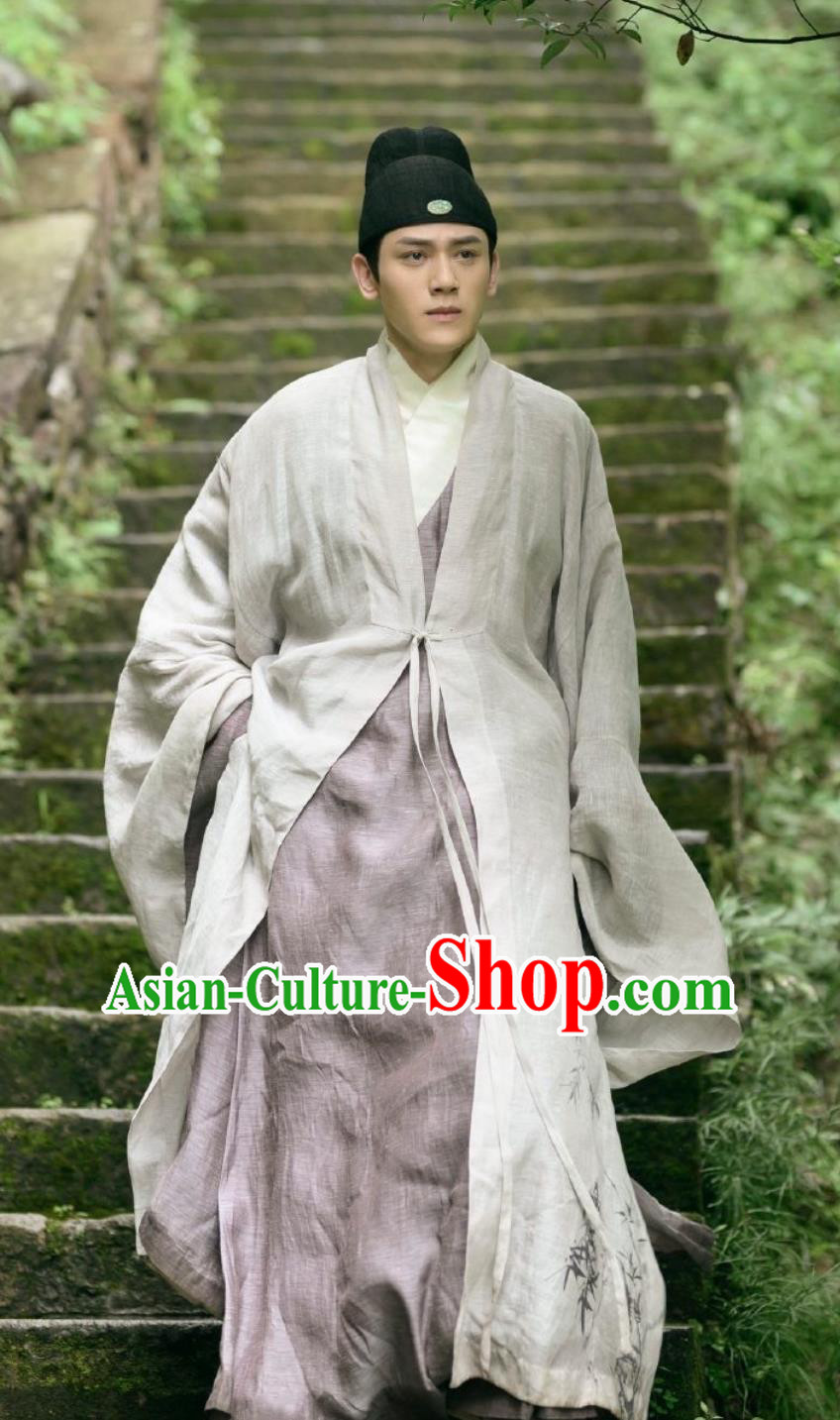 China Ancient Hanfu Clothing TV Series Song of Youth Childe Sun Shi Jie Robes Ming Dynasty Scholar Garment Costumes