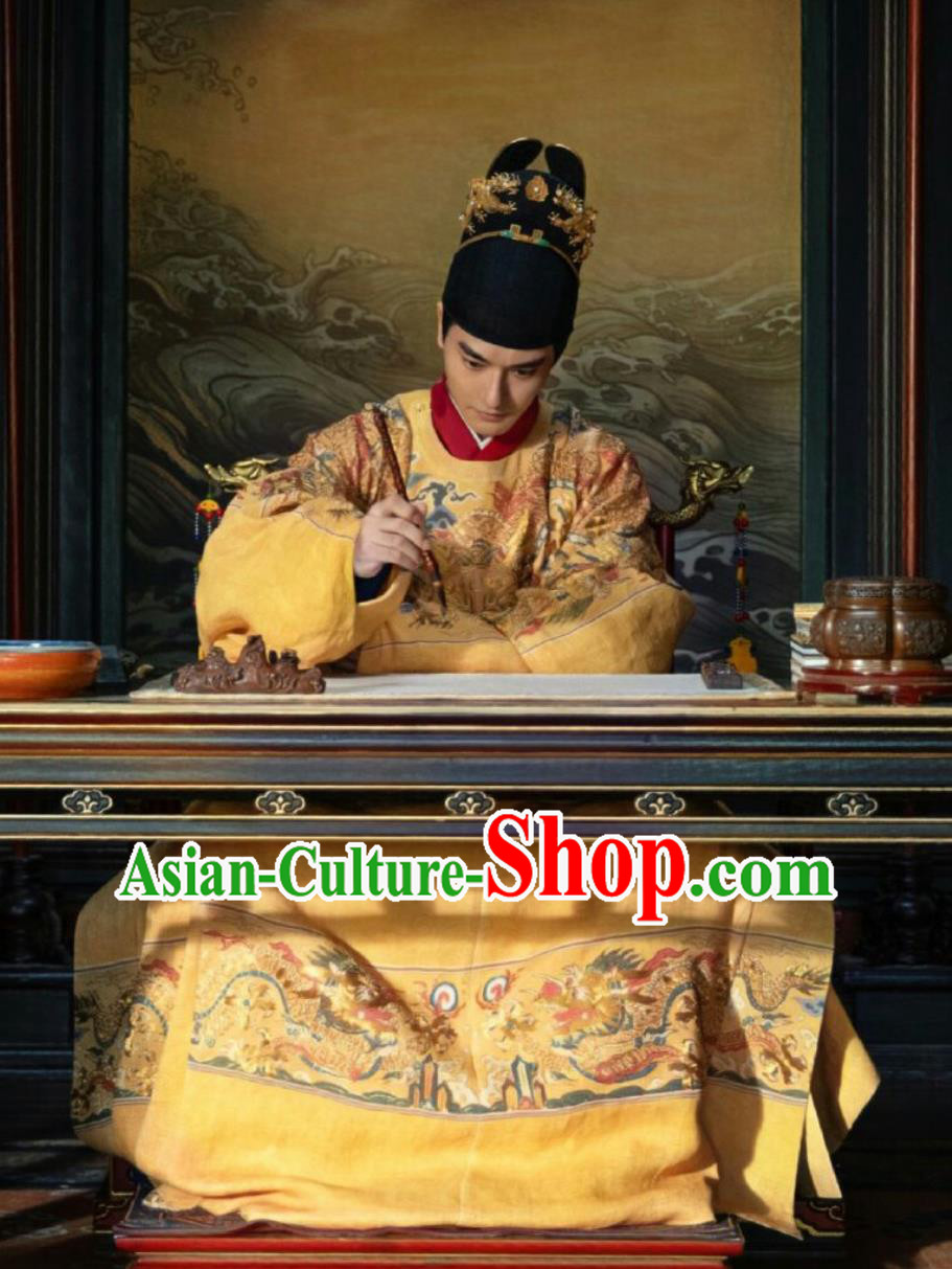 China Ancient Emperor Hanfu Clothing TV Series Song of Youth Imperial Robes Ming Dynasty Monarch Garment Costumes