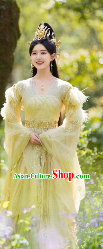 2024 Xian Xia TV Series The Last Immortal Fairy Feng Yin Yellow Dress Chinese Ancient Royal Princess Clothing