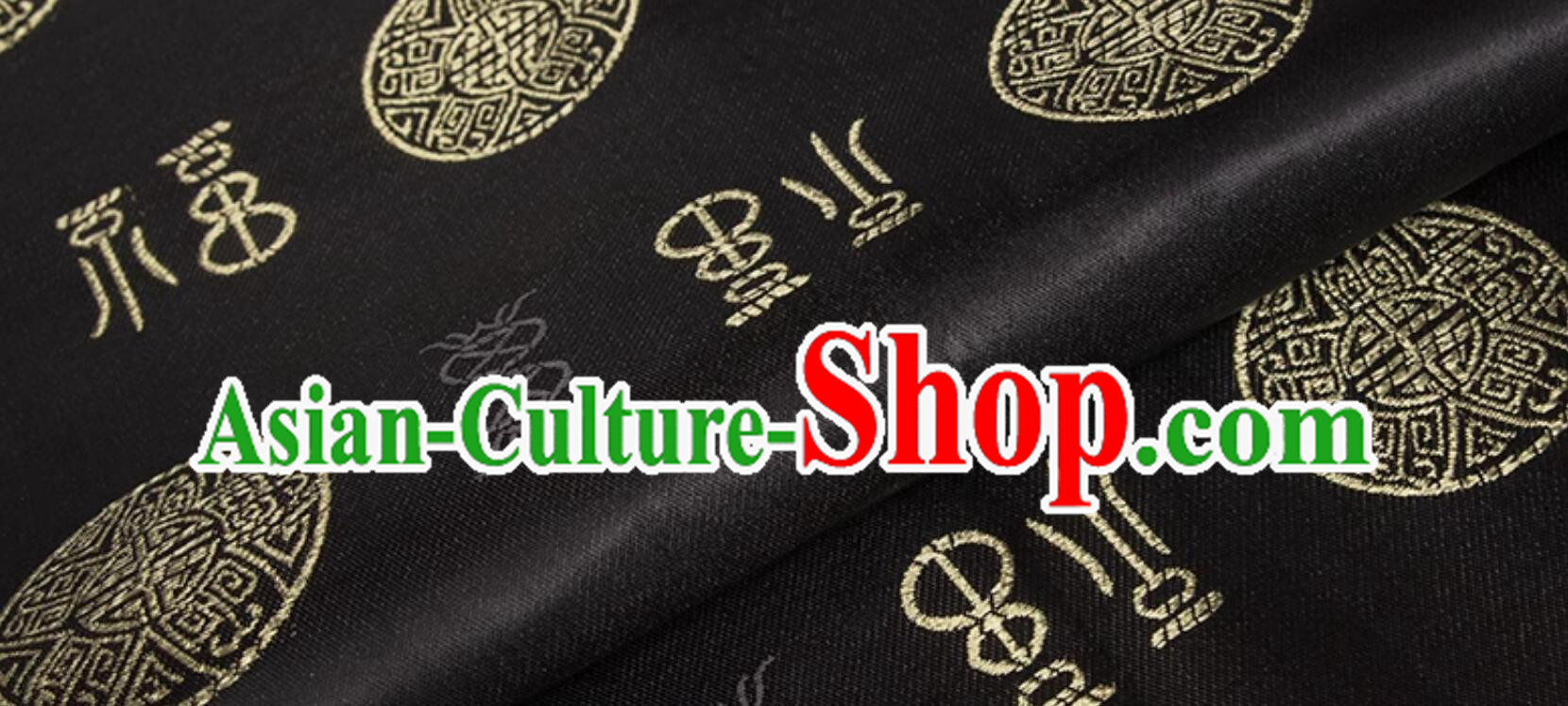 Chinese Traditional Lucky Pattern Design Black Brocade Oriental Material Royal Palace Style Fabric