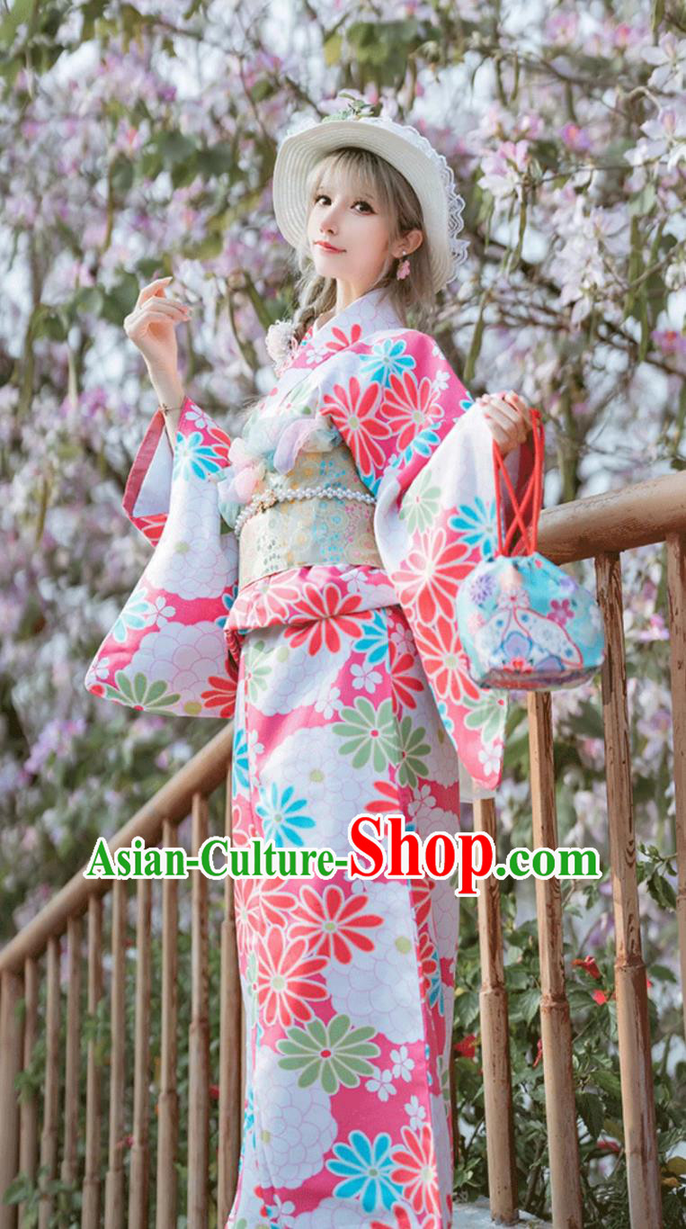 Japanese Kimono Women Traditional Costume Printed Kimono