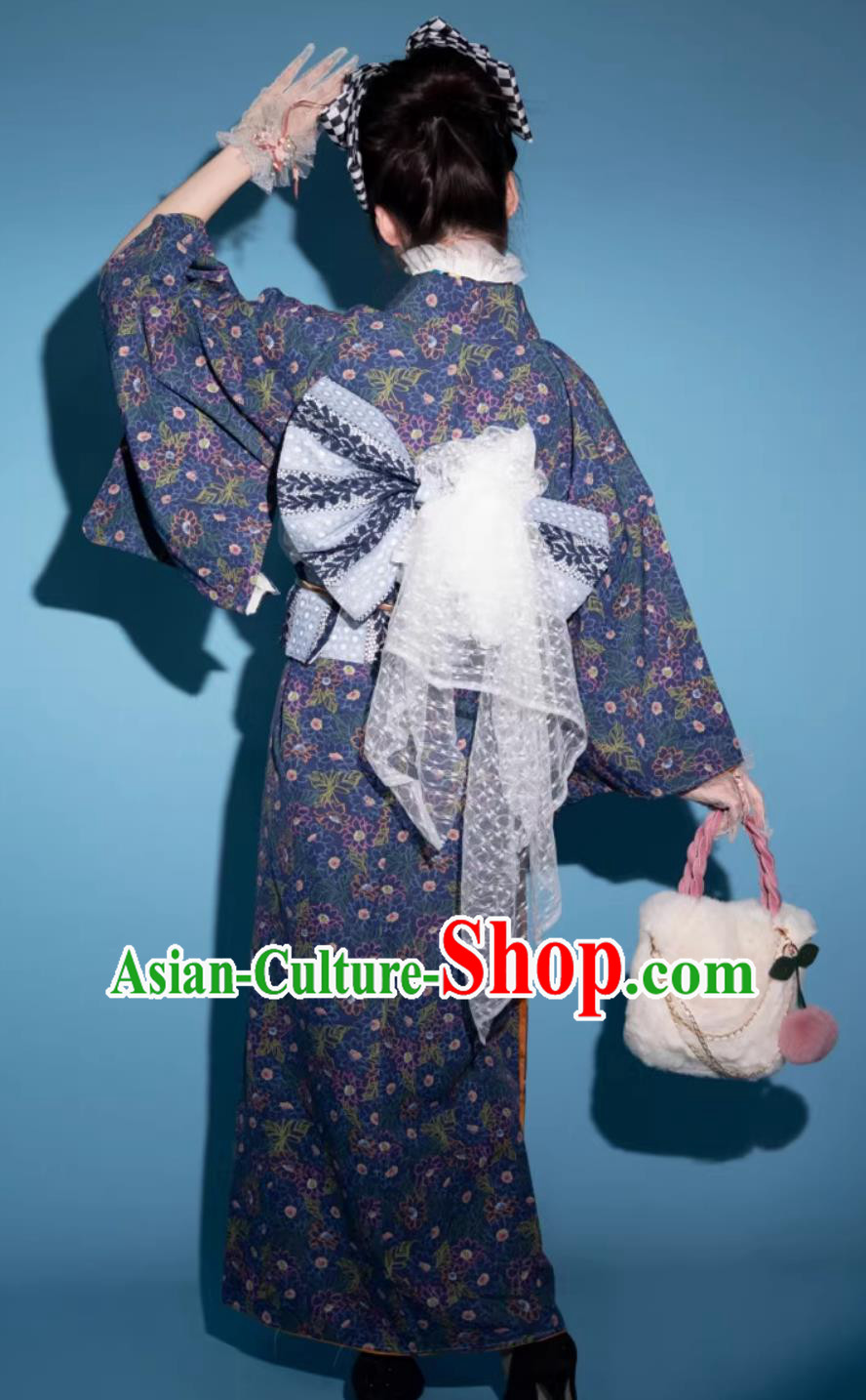 Japanese Women Dress Traditional Costume Formal Attire Floral Kimono