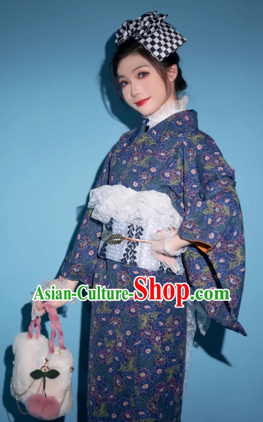 Japanese Women Dress Traditional Costume Formal Attire Floral Kimono