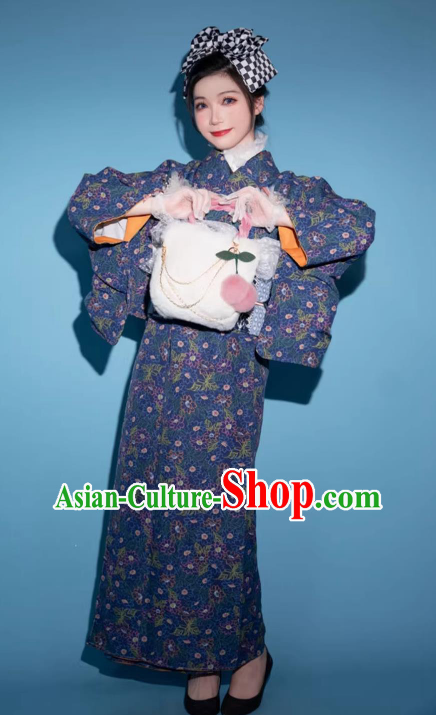 Japanese Women Dress Traditional Costume Formal Attire Floral Kimono