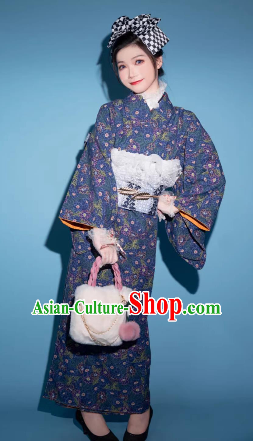 Japanese Women Dress Traditional Costume Formal Attire Floral Kimono