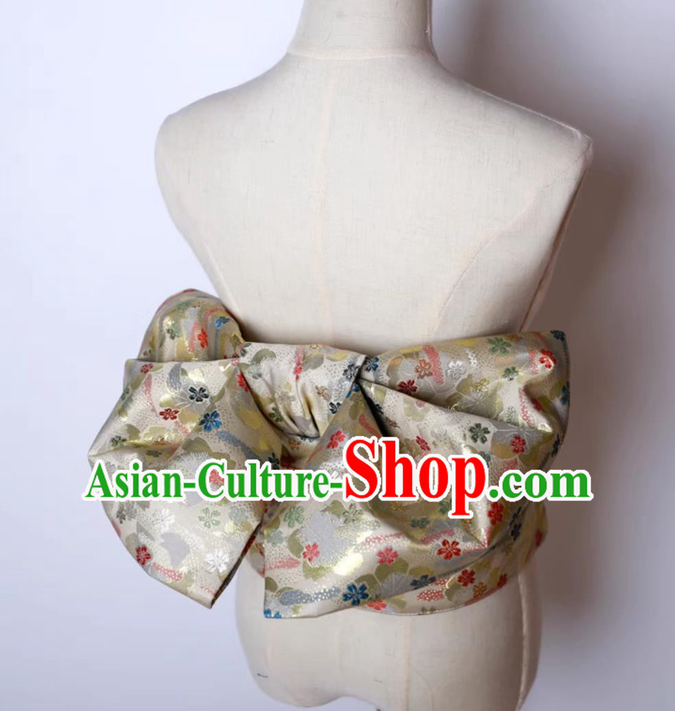 Light Green Japanese Kimono Waistband Bathrobe Waistband Woven Brocade Belt Bowknot Waistband