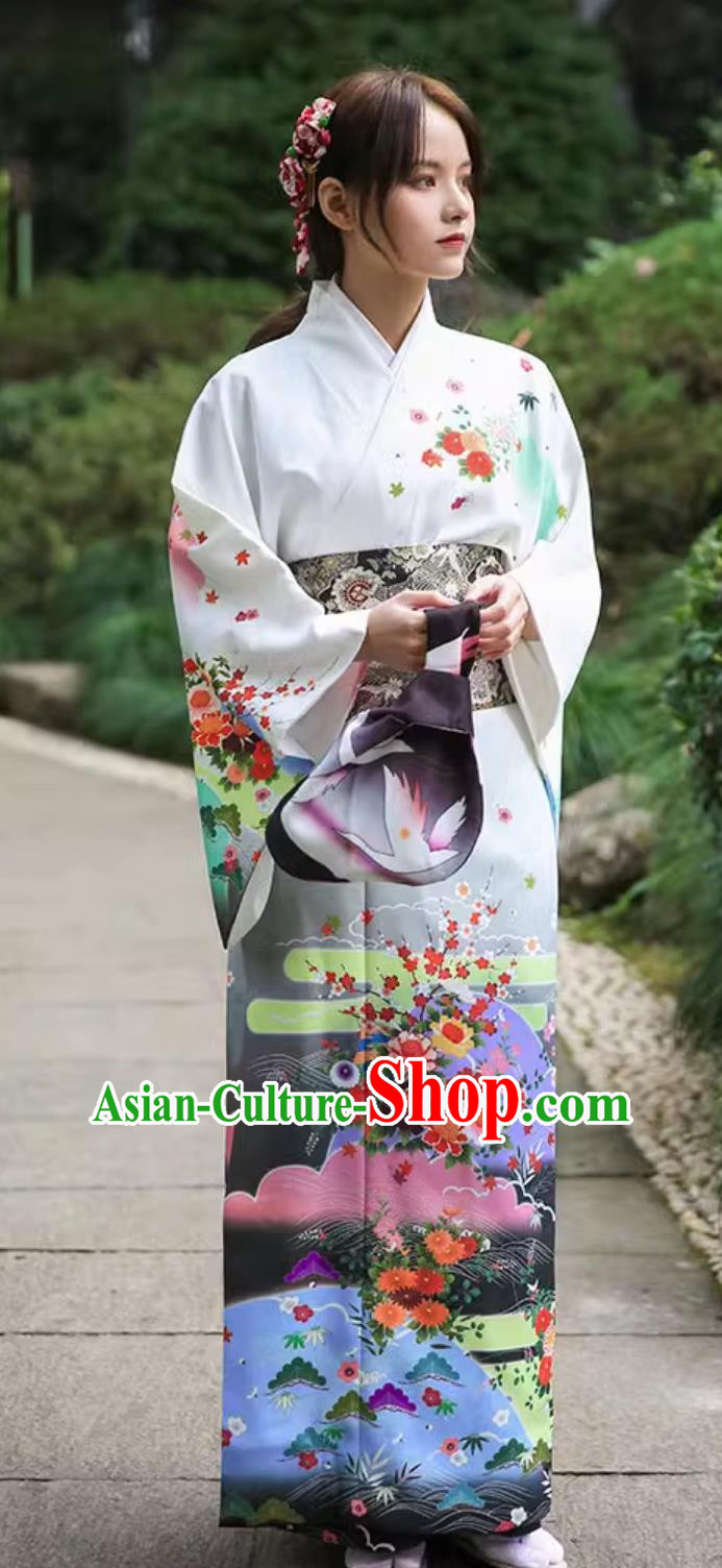 Japanese Improved Clothing Kimono Women Sakura Traditional Dress