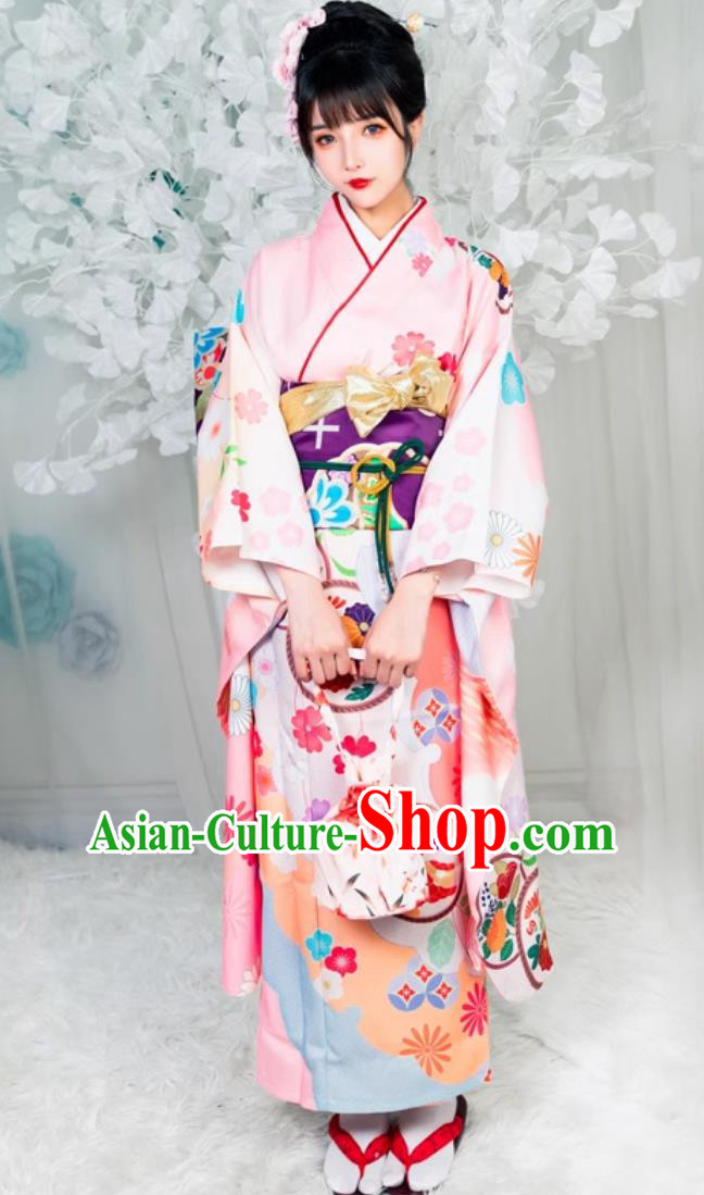 Japanese Furisode Kimono Traditional Festival Wedding Kimono For Women Formal Attire