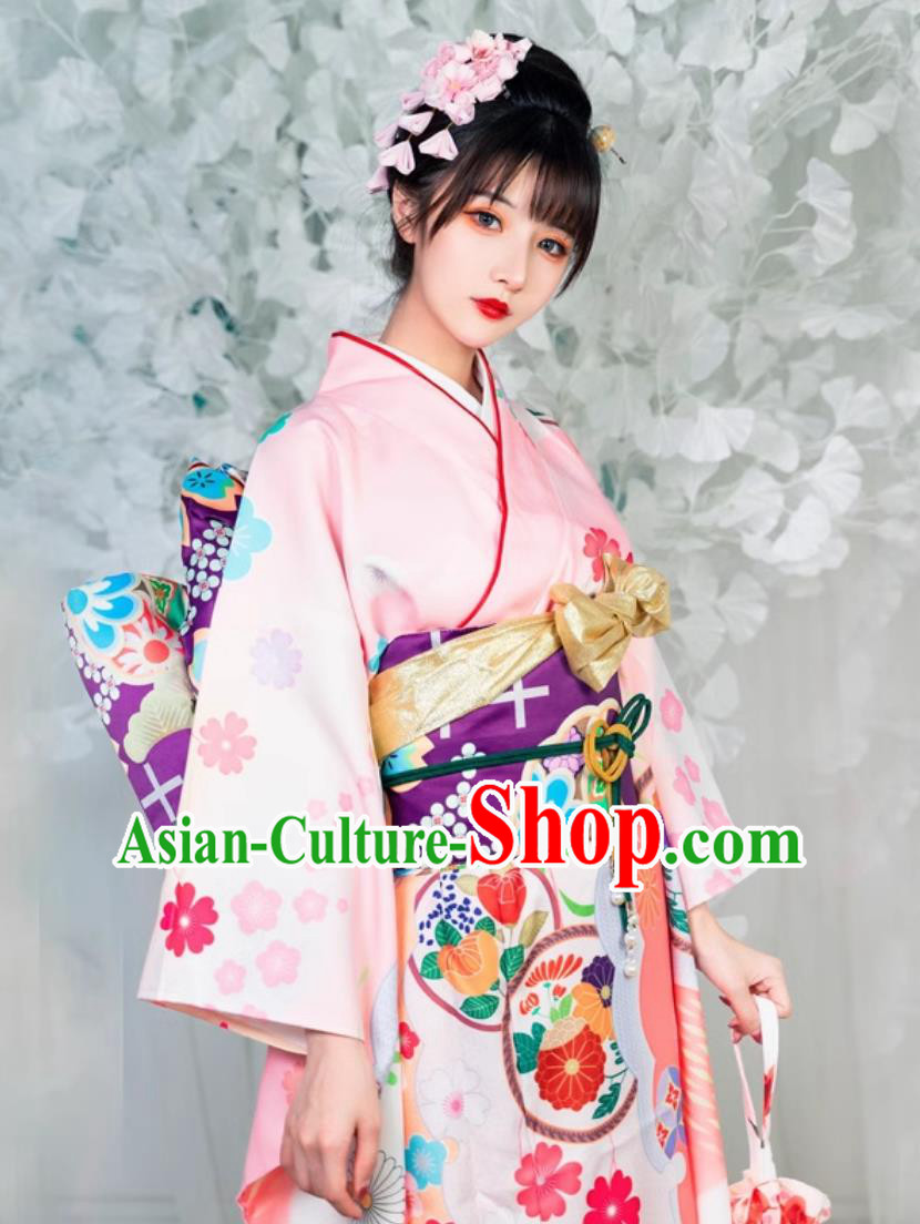 Japanese Furisode Kimono Traditional Festival Wedding Kimono For Women Formal Attire