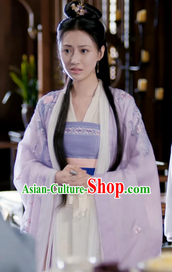 Chinese Ancient Noble Lady Costumes TV Series Jun Jiu Ling Infanta Fang Yu Xiu Purple Dresses