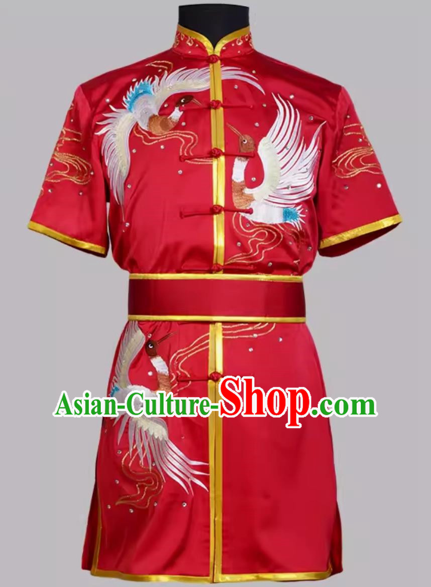 Crane Embroidered Colorful Uniforms Martial Arts Uniforms Routine Competition Performance Practice Uniforms