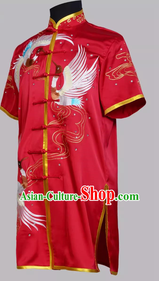 Crane Embroidered Colorful Uniforms Martial Arts Uniforms Routine Competition Performance Practice Uniforms