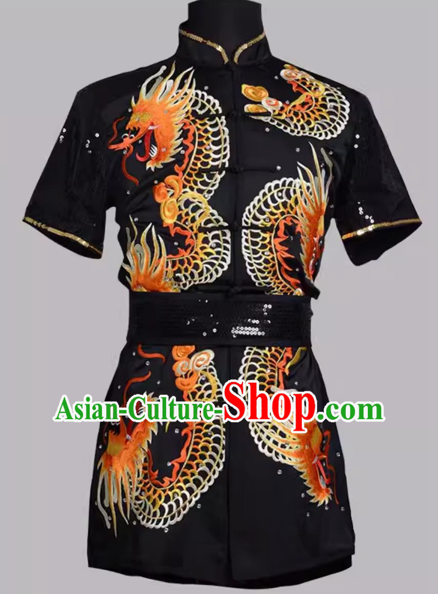 Martial Arts Long Boxing Uniform Performance Competition Suit Team Professional Competition Loose Color Uniform Heavy Industry Embroidery
