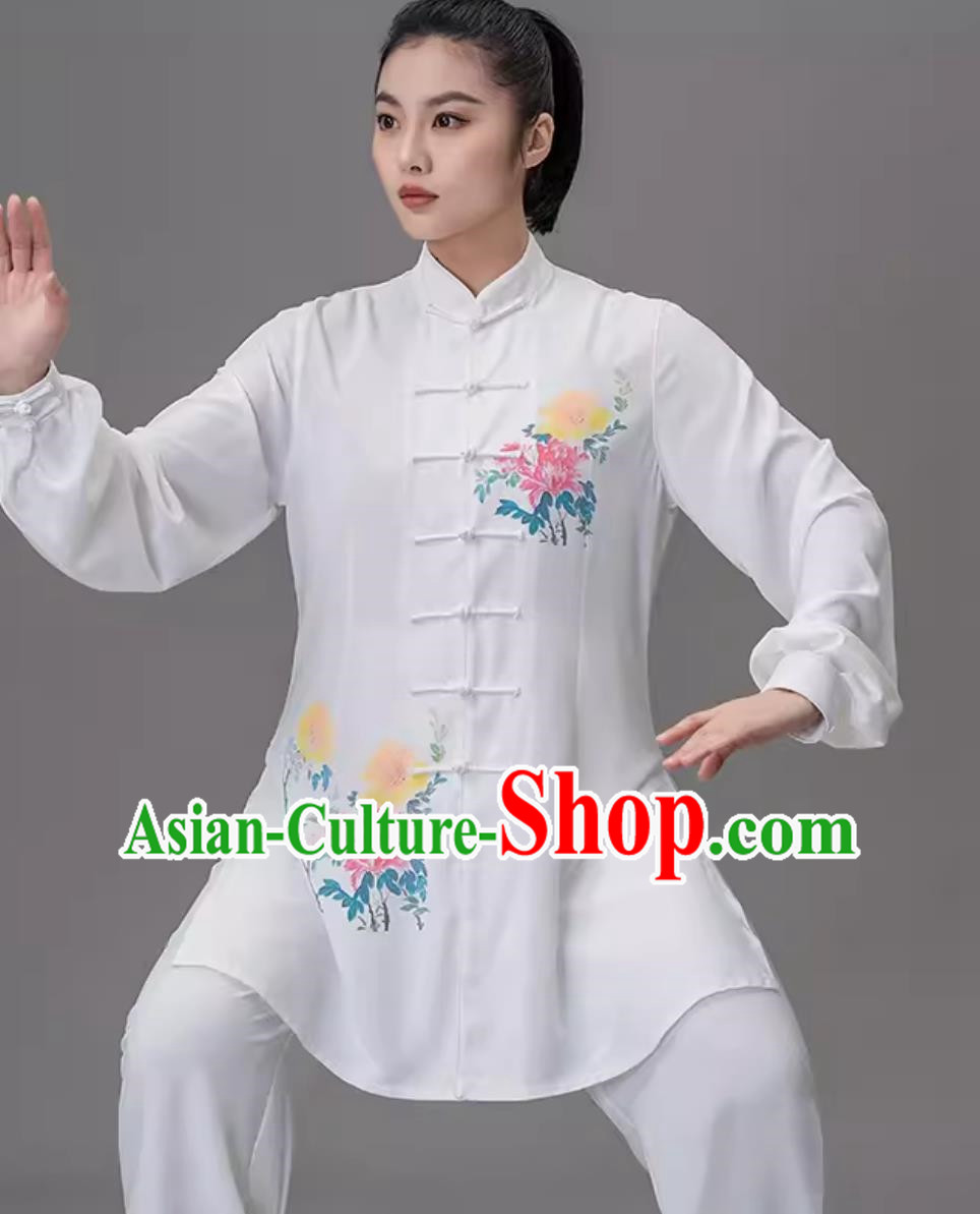 Tai Chi Painted Peony Competition Clothes And Qigong Performance Suit