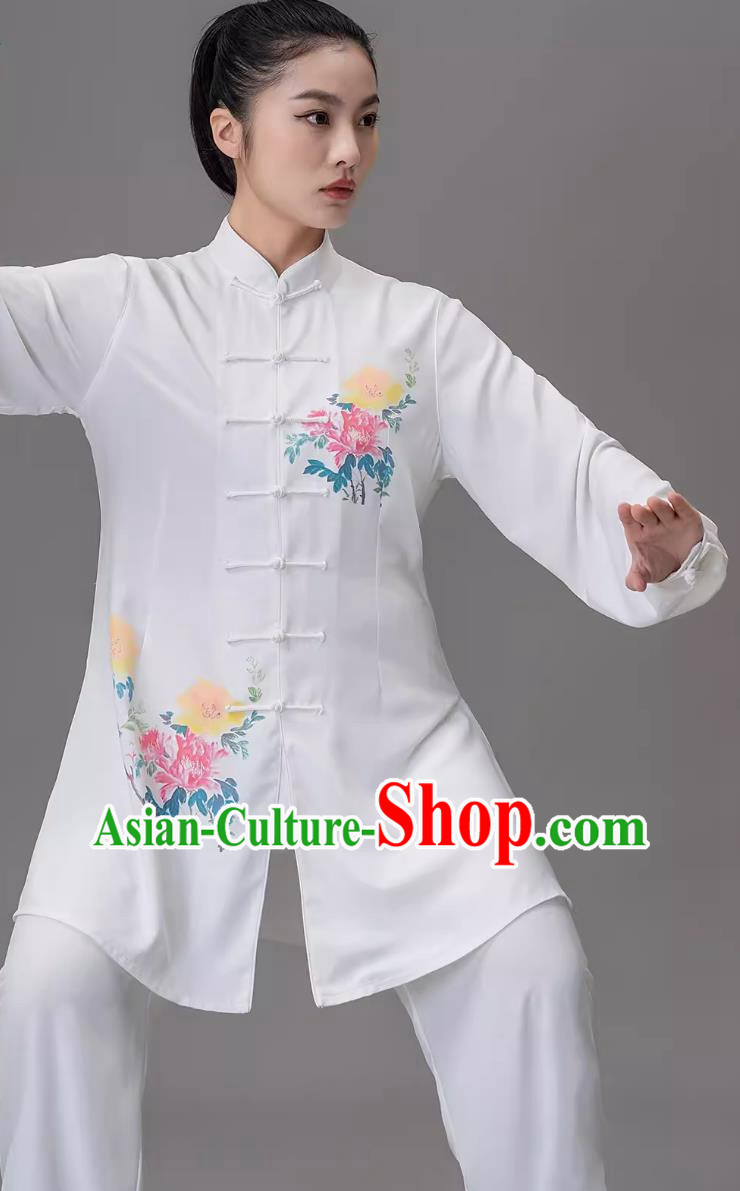 Tai Chi Painted Peony Competition Clothes And Qigong Performance Suit