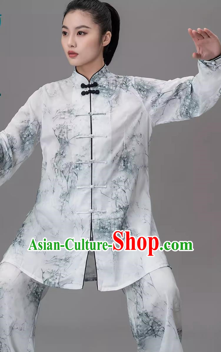 Tie Dye Chinese Style Tai Chi Suit Ink Dyed Tai Chi Practice Suit For Men And Women