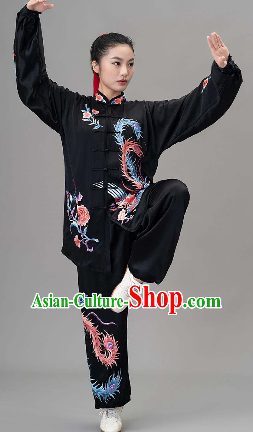 Silk Embroidered Phoenix Competition Performance Clothing New Tai Chi Suit Ba Duan Jin Suit Training Suit
