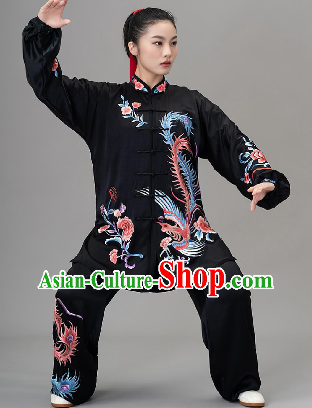 Silk Embroidered Phoenix Competition Performance Clothing New Tai Chi Suit Ba Duan Jin Suit Training Suit