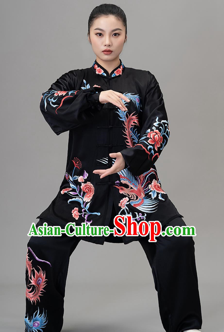 Silk Embroidered Phoenix Competition Performance Clothing New Tai Chi Suit Ba Duan Jin Suit Training Suit
