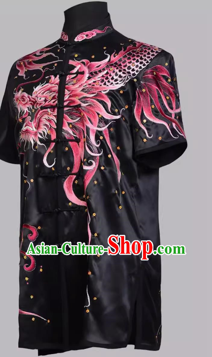 Martial Arts Suit Silk High End Embroidery Performance Suit Mulberry Silk Heavy Industry Embroidery Competition Training Suit