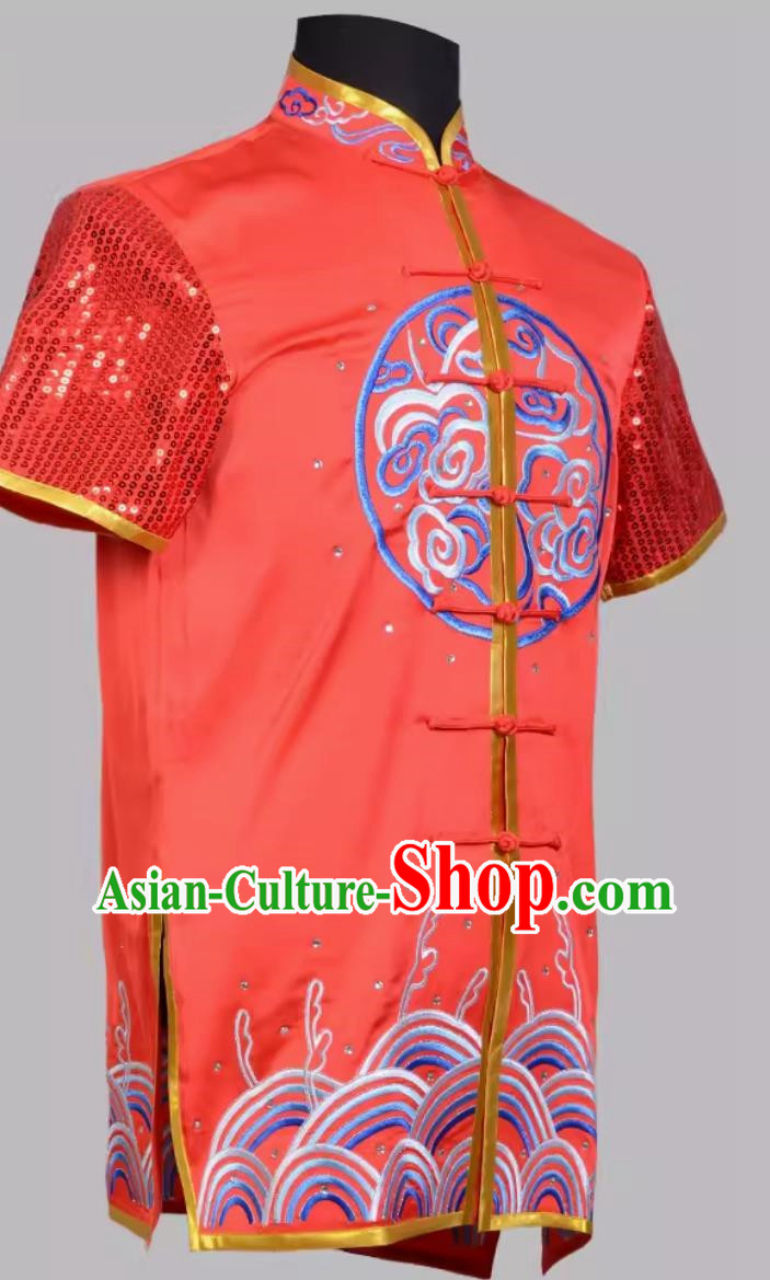 Red Chinese Martial Arts Uniform Embroidered Lion Martial Arts Uniform