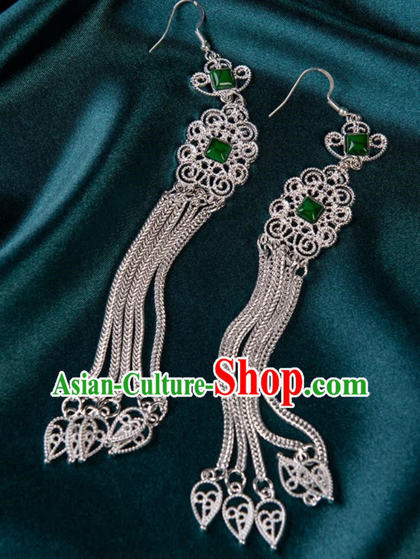 Earrings Mongolian Silver Jewelry Elements Long Tassel Chain Earrings Minority Style Performance Earrings