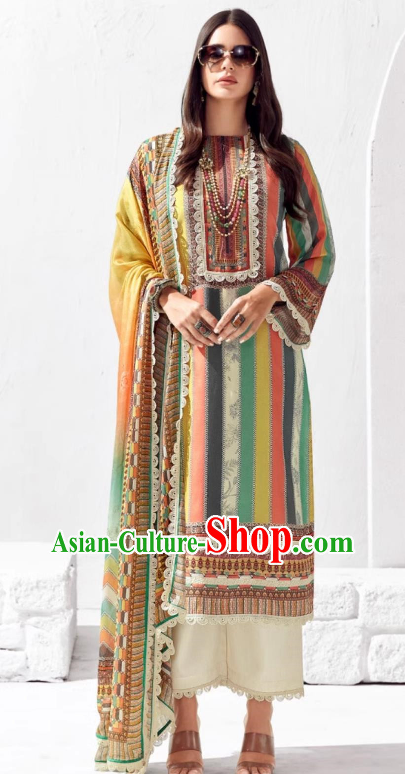 Indian Panchabi Color Three Piece Tailor Made Exotic Women Clothing