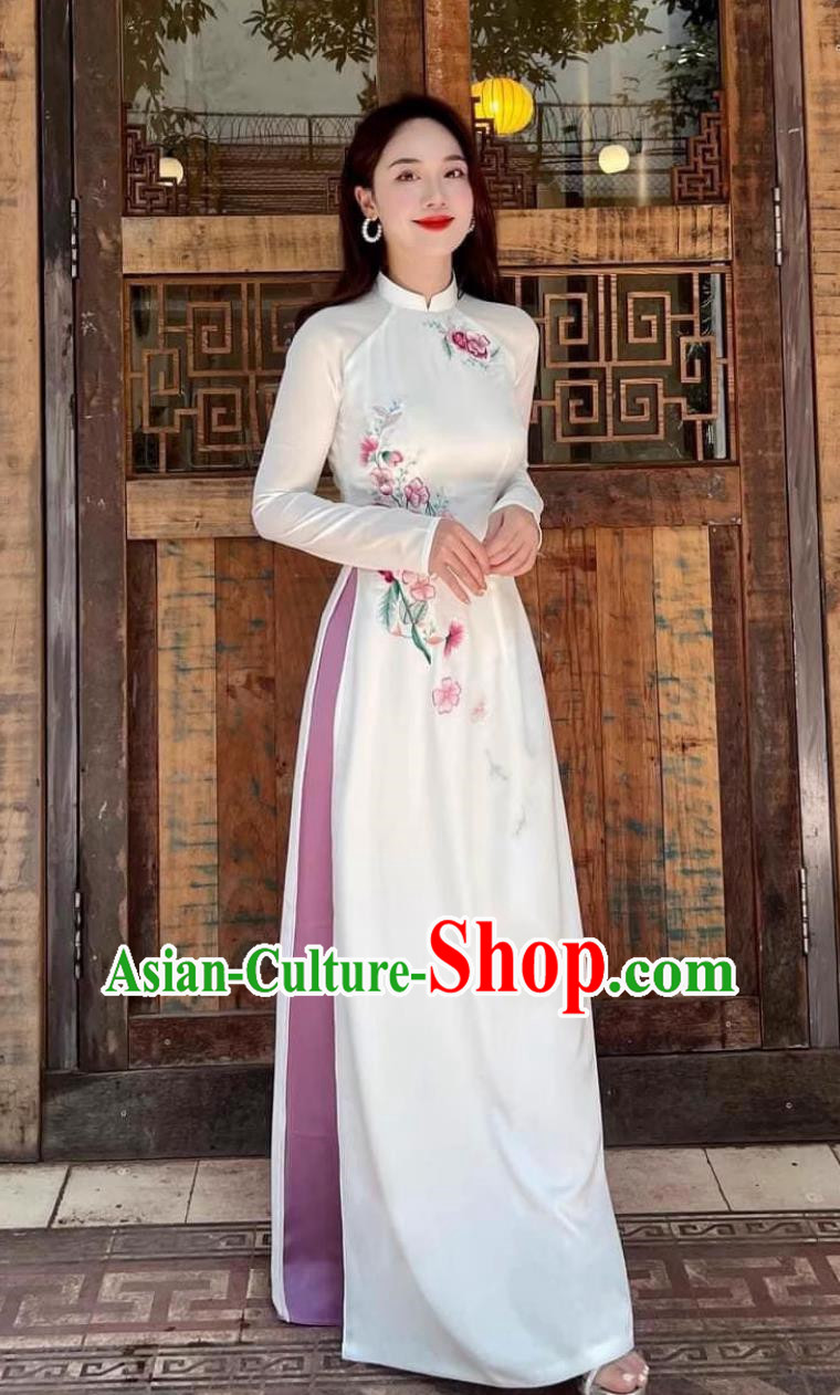 Cheongsam Ao Dai Women Suit Performance Dress Annual Meeting Host Embroidered Skirt