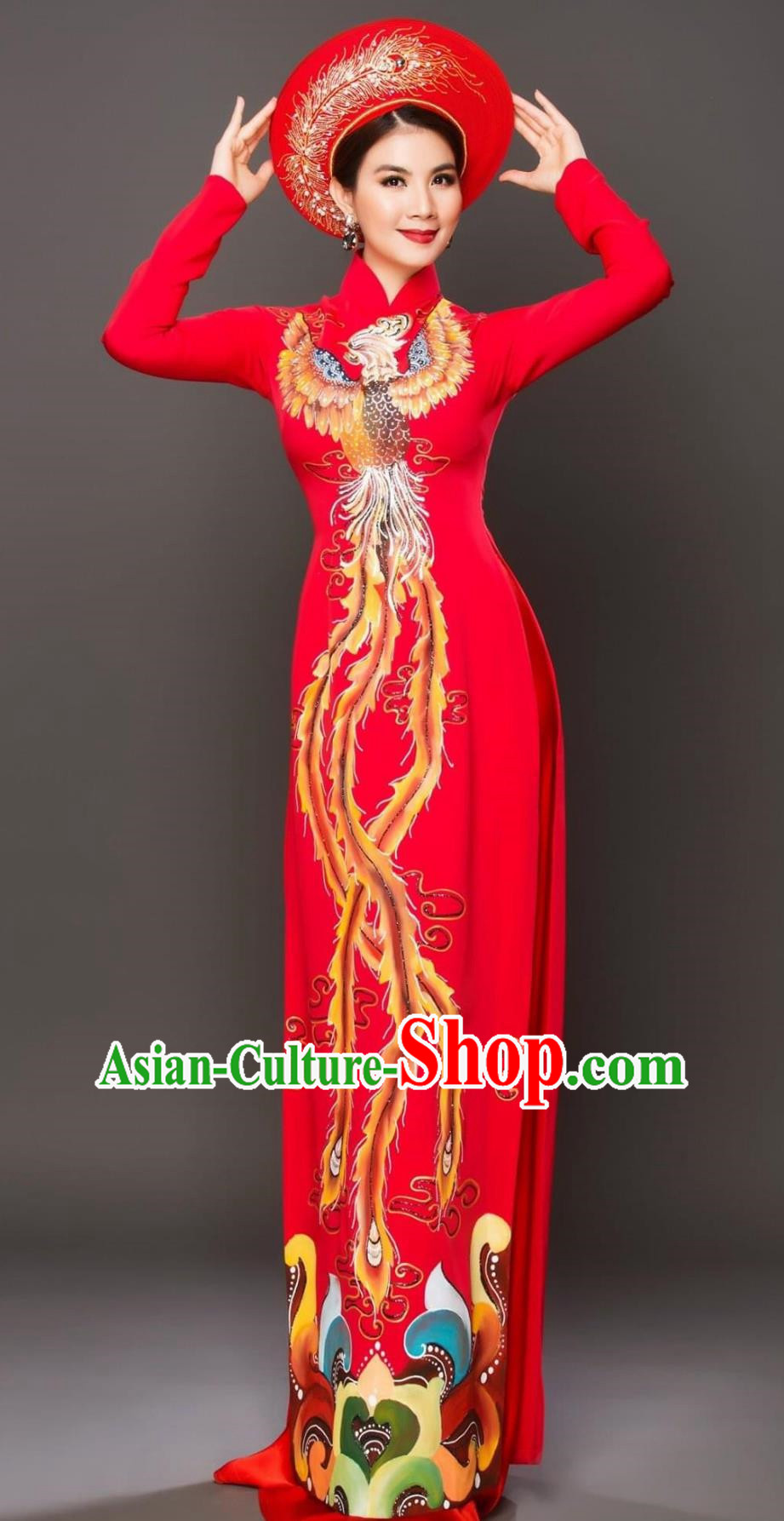 Vietnamese Ao Dai Catwalk Cheongsam Long Performance Costume Bridal Cheongsam Stage Skirt