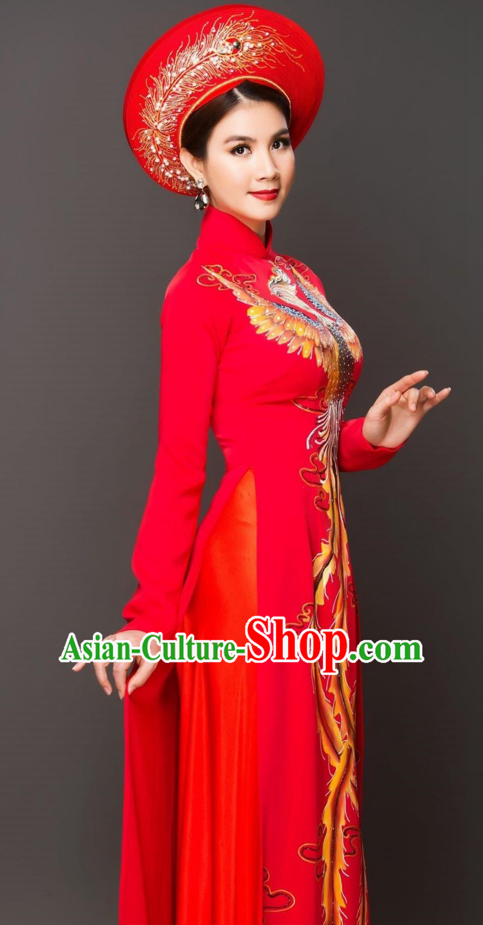 Vietnamese Ao Dai Catwalk Cheongsam Long Performance Costume Bridal Cheongsam Stage Skirt