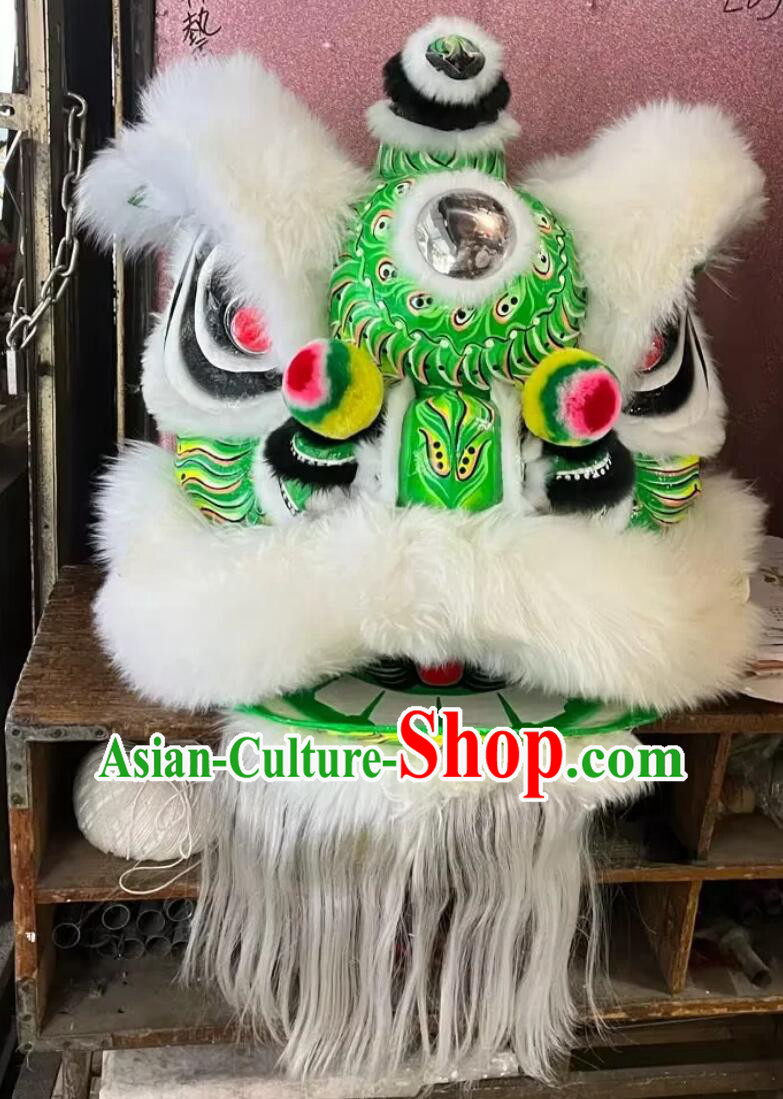 Chinese White Fur Dance Lion Professional Dancing Lion Handmade Fut San Lion Costume Complete Set