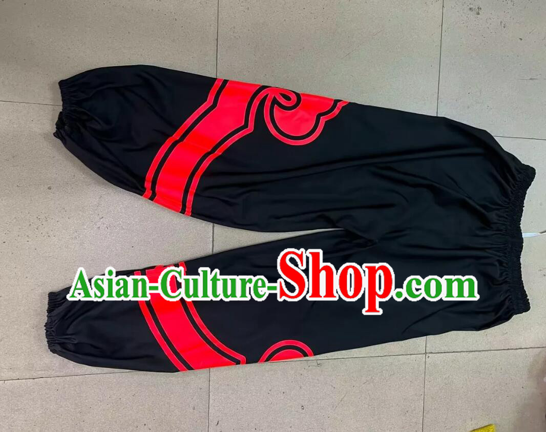 Chinese Lion Dance Pants Lion Performance Trousers Handmade Black Satin Pants