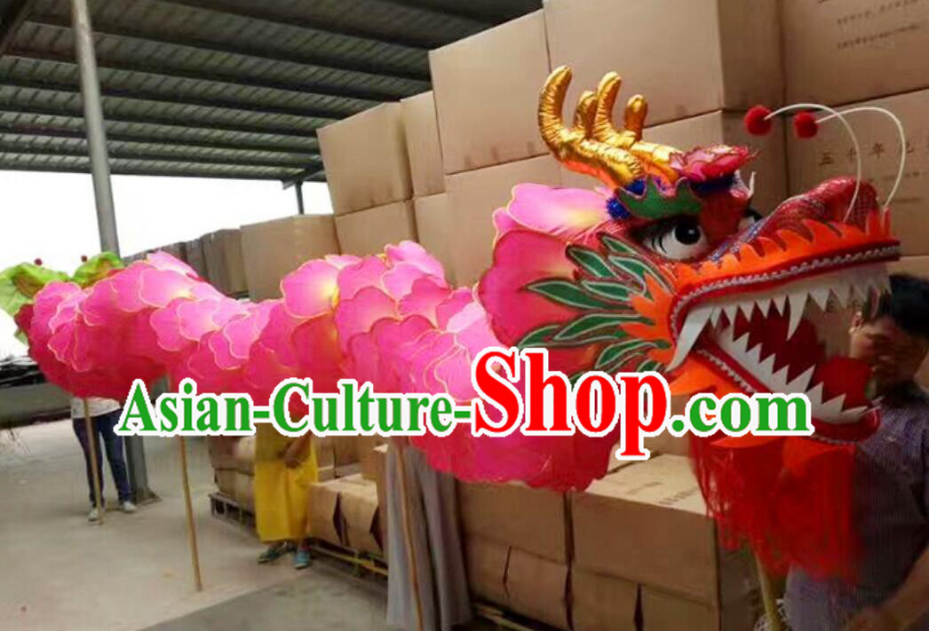 Chinese Pear Blossom Dancing Dragon Celebration Parade Dragon Handmade New Year  Dance Dragon Head and Costume Complete Set