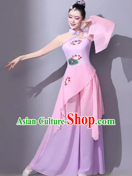 Classical Dance Performance Attire Chinese Female Art Exam Dance Costume Jiaozhou Yangge Clothing Pink Fan Performance Outfit