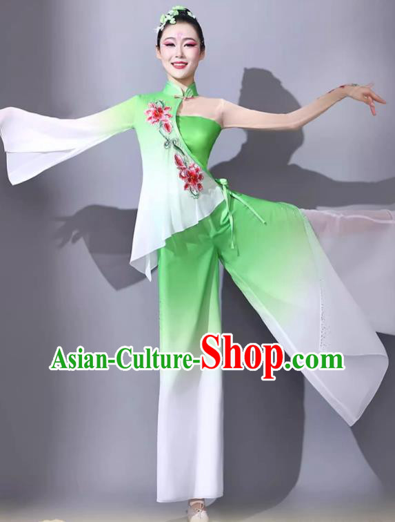 Green Fan Performance Outfit Classical Dance Performance Attire Chinese Female Art Exam Dance Costume Jiaozhou Yangge Clothing