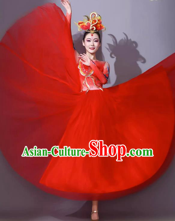 Opening Dance Dress Women Elegant Dance Attire Grand And Glorious Chinese Dream Red Dance Clothing