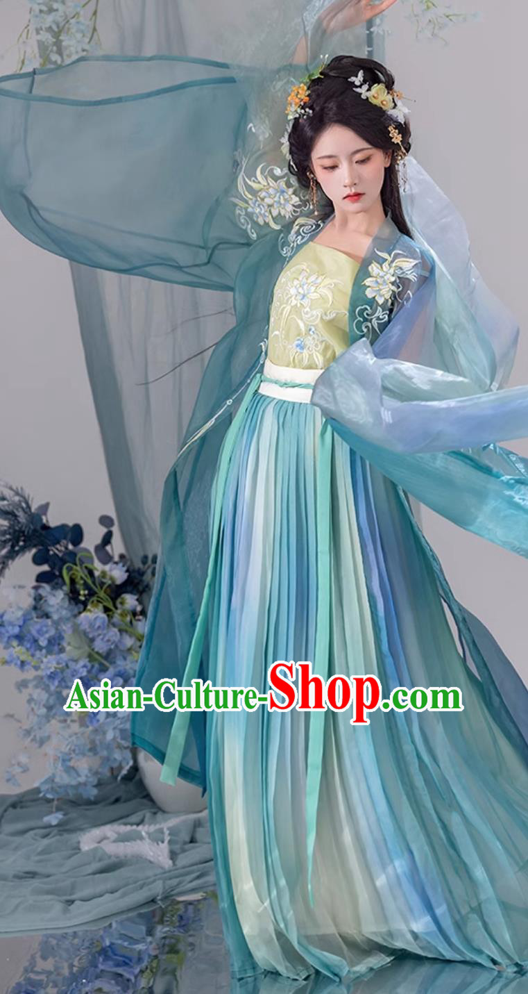 Chinese Ancient Princess Fairy Costumes Traditional Hanfu Clothing Woman Blue Dress