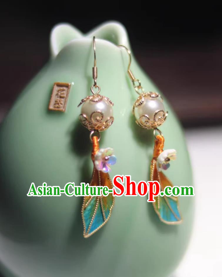 Chinese Hanfu Qipao Accessories Earrings Intangible Cultural Heritage Handmade Jewelries Velvet Flower Silk Imitation Diancui Earbobs