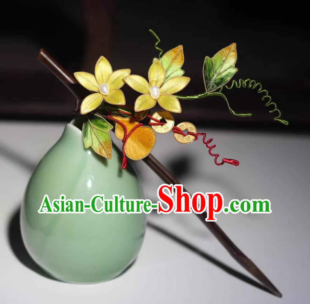 Chinese Ancient Hair Jewelry Intangible Cultural Heritage Silk Velvet Flower Hair Stick Handmade Hairpin Hanfu Qipao Headwear