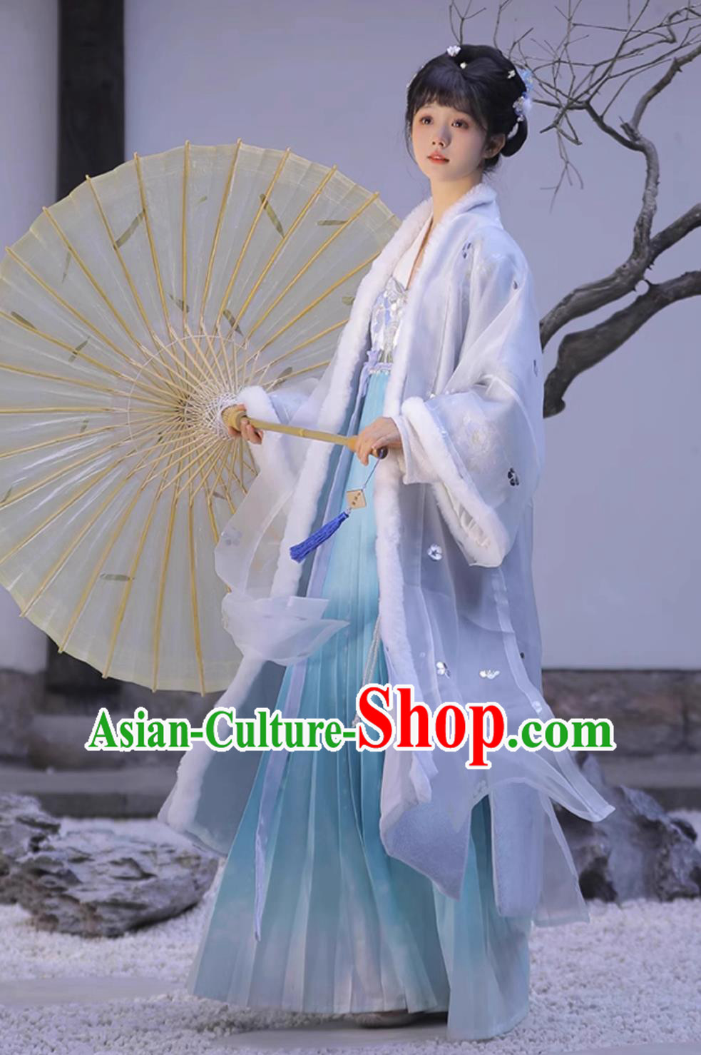 Chinese Song Dynasty Young Lady Blue Dresses Ancient Princess Embroidered Garment Costumes Online Shop Hanfu