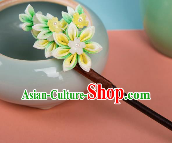 Handmade Qipao Ebony Hairpin China Hanfu Hair Jewelry Ancient Young Lady Flower Headpiece