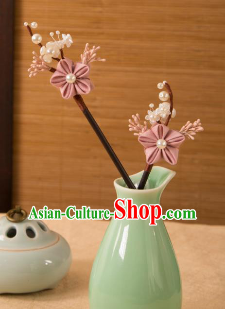 Handmade Plum Blossom Hairpin China Hanfu Hair Jewelry Ancient Ming Dynasty Princess Headpiece
