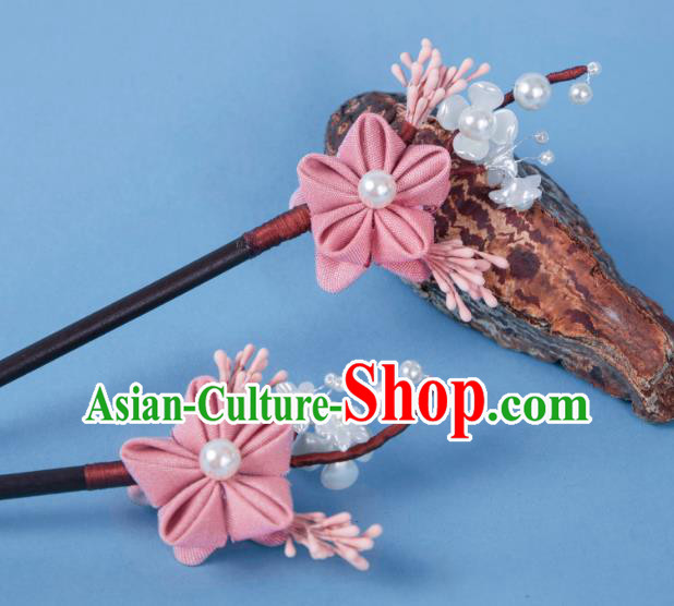 Handmade Plum Blossom Hairpin China Hanfu Hair Jewelry Ancient Ming Dynasty Princess Headpiece