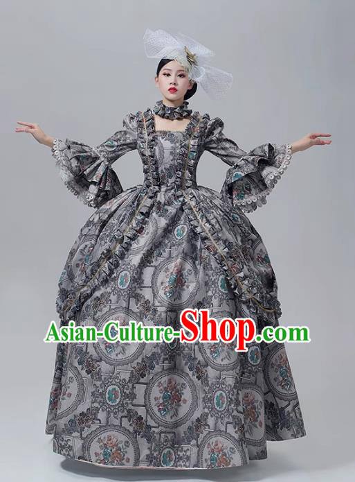 Stage Outfit Rococo Performance Costume European Court Grey Dress Medieval Evening Dress