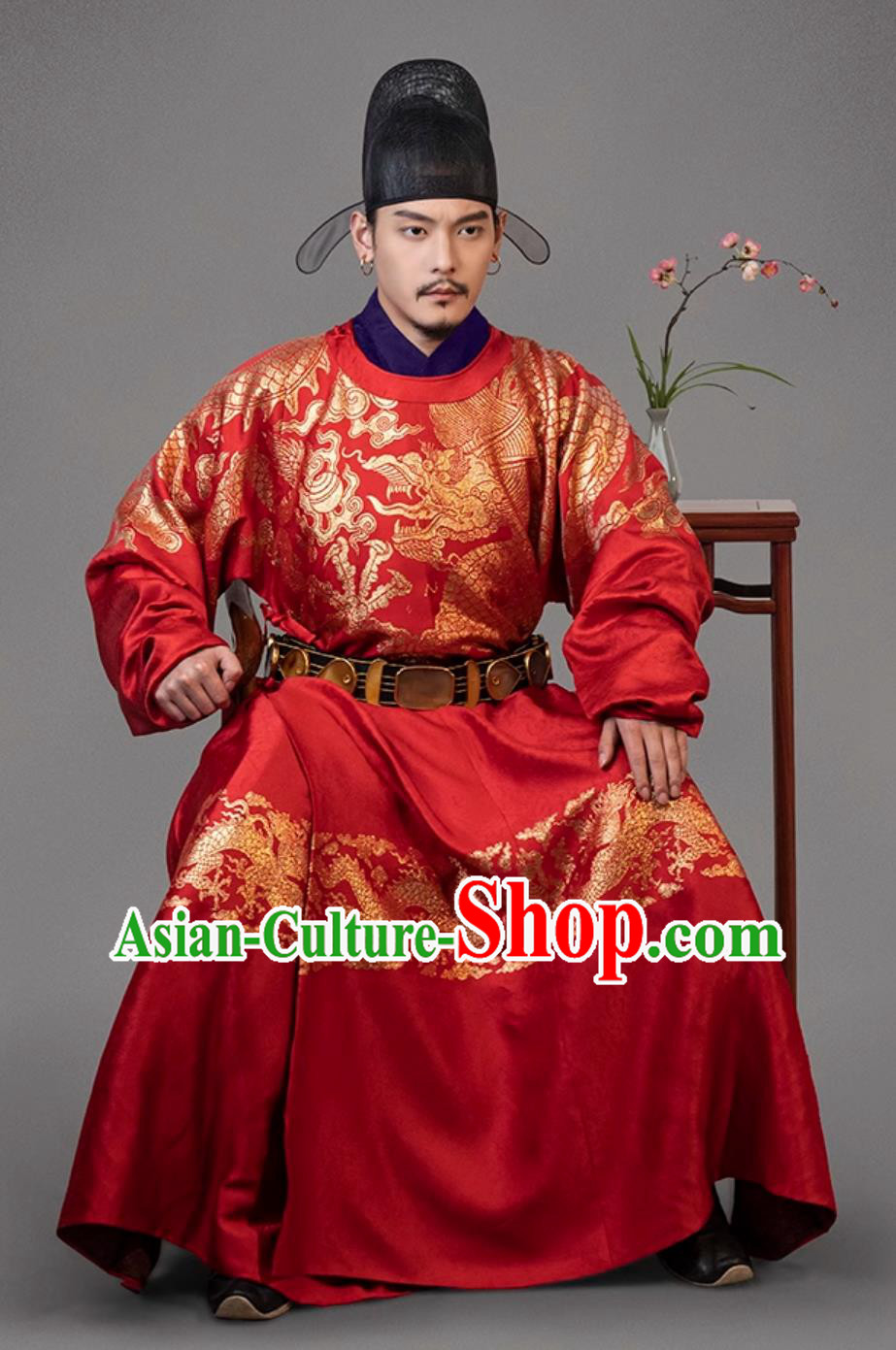 Online Shop Red Traditional Hanfu Ming Dynasty Official Clothing Ancient Chinese King of Kaiping Chang Yu Chun Costume