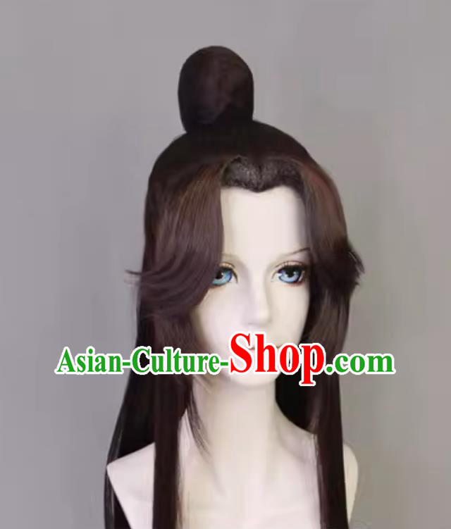 Code Name Yuan Chen Deng Wig Cosplay Brown Black Mixed Color Hairpiece Ancient Chinese Hero Headdress