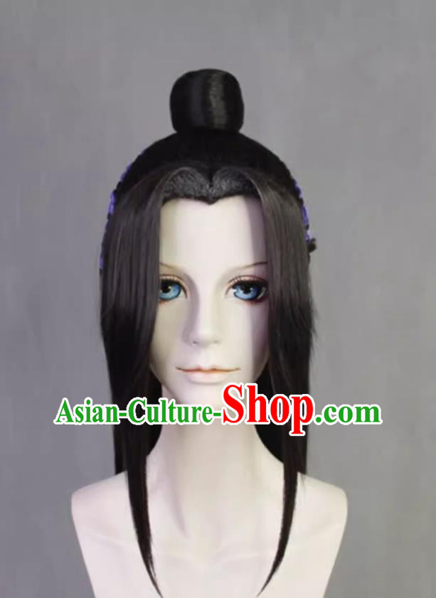 Mo Dao Founder Jiang Cheng Styled Wig Ancient Chinese Swordsman Headdress Black Hair
