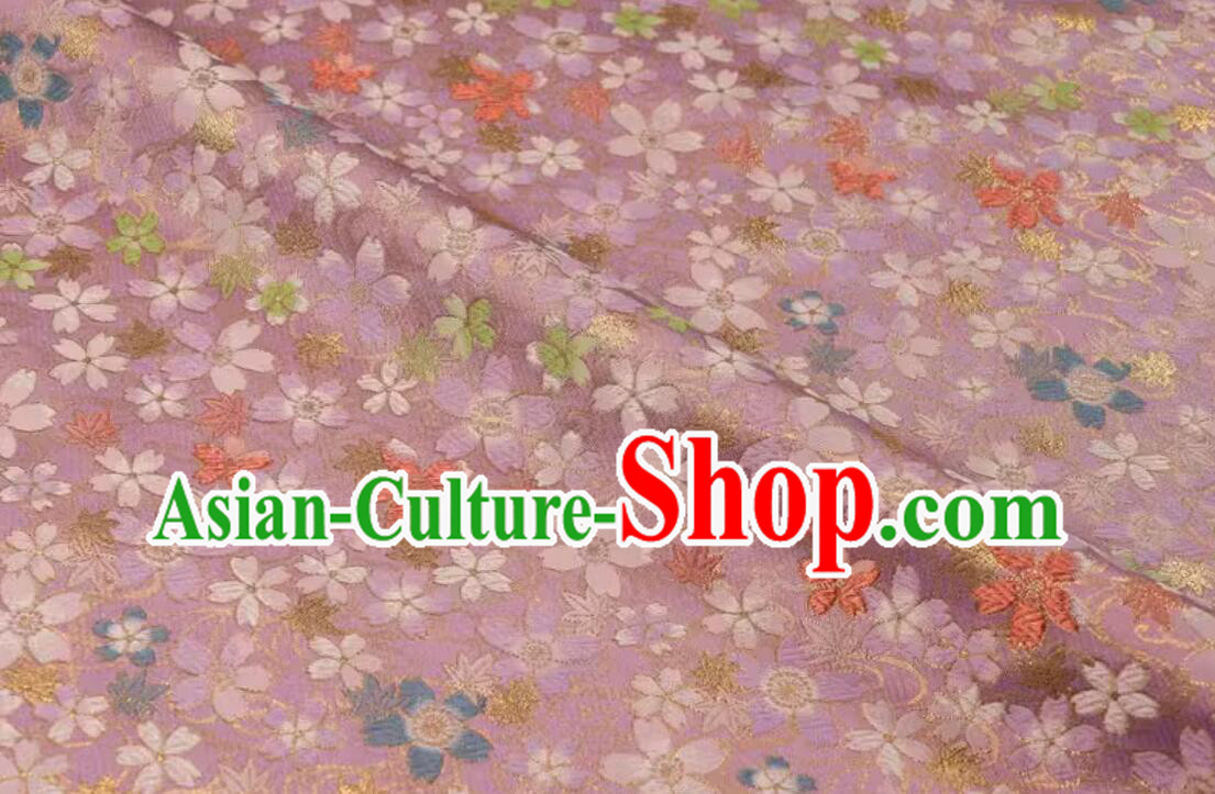 Classical Cherry Blossom Pattern Lilac Brocade Qipao Fabric Traditional Kimono Fabric