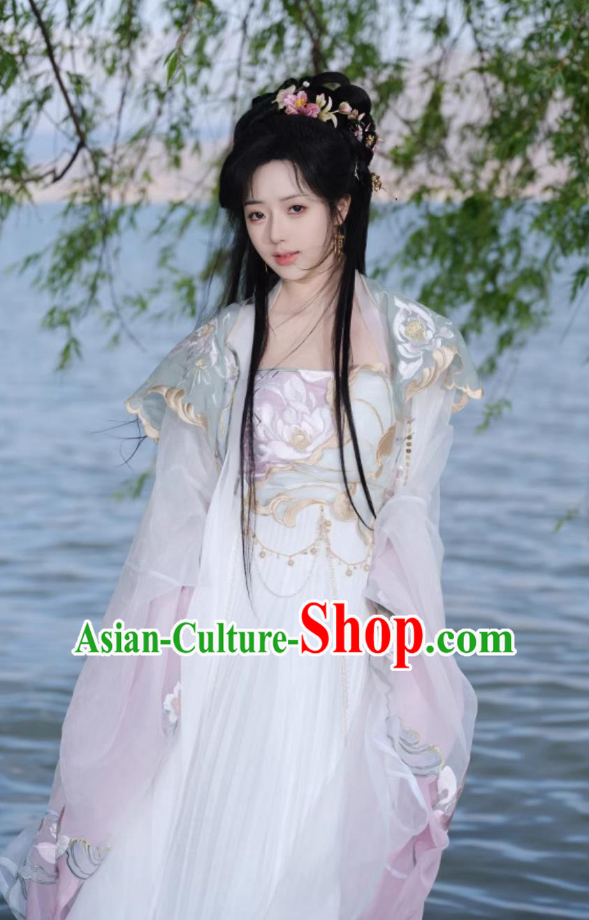 China Flower Fairy Clothing Ancient Chinese Costume Traditional Tang Dynasty Princess Hanfu