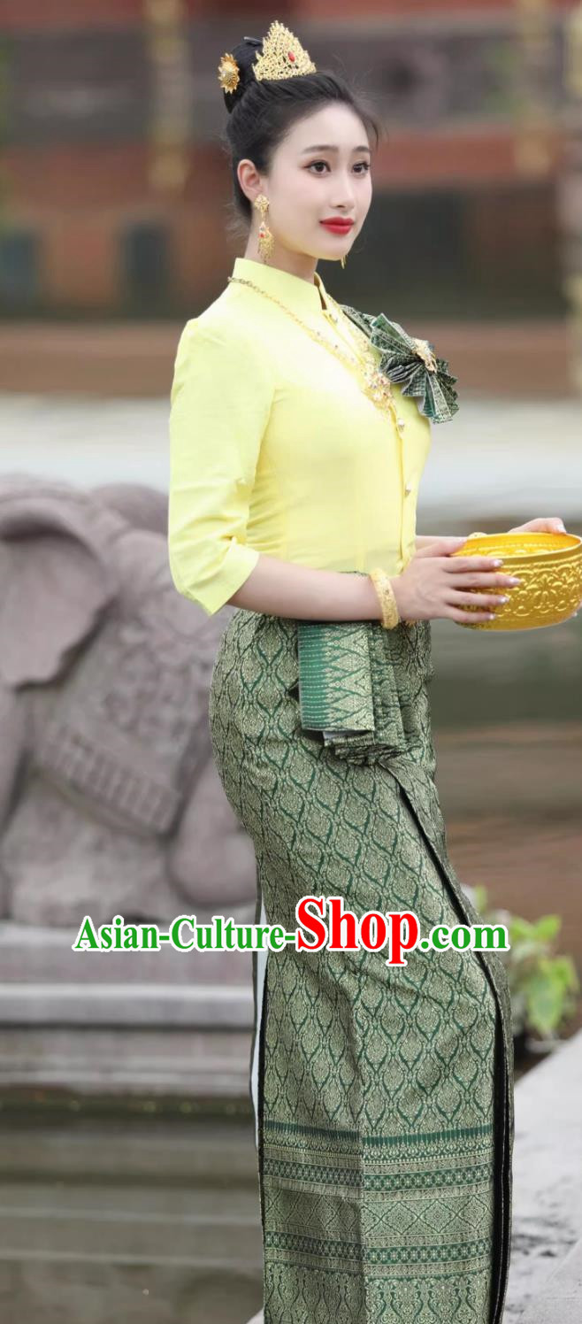 Thailand Traditional Costume Thai Women Clothing Host Bride Dress Welcome Work Dress